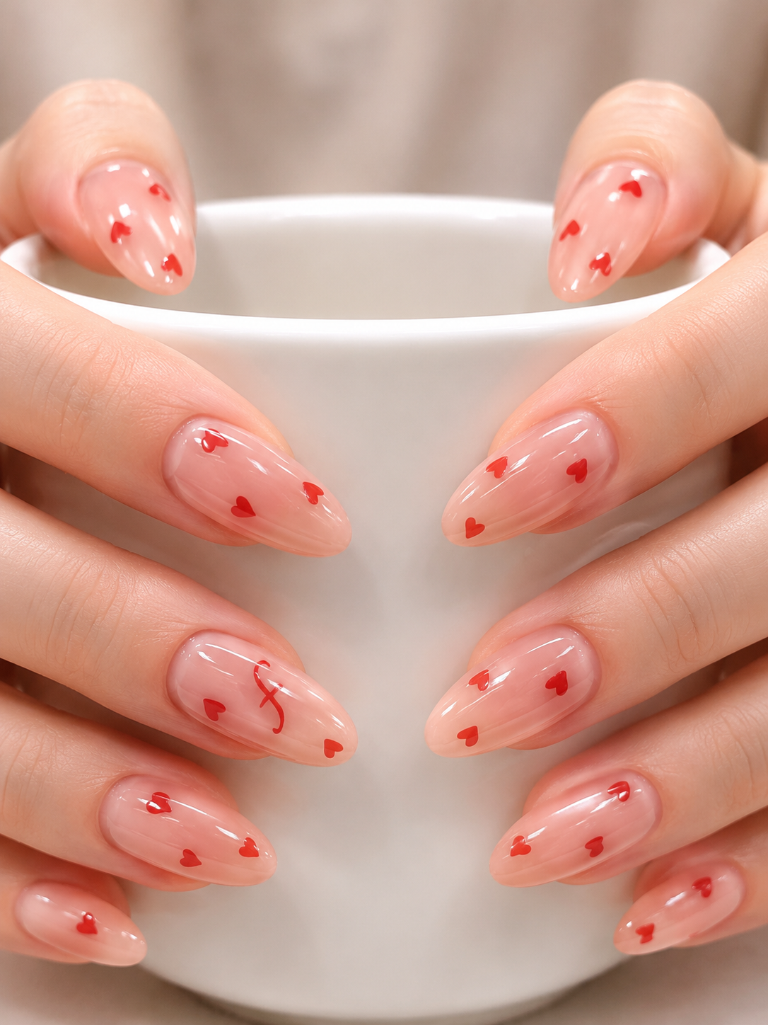 Pink Heart Press-on Nails NM-004