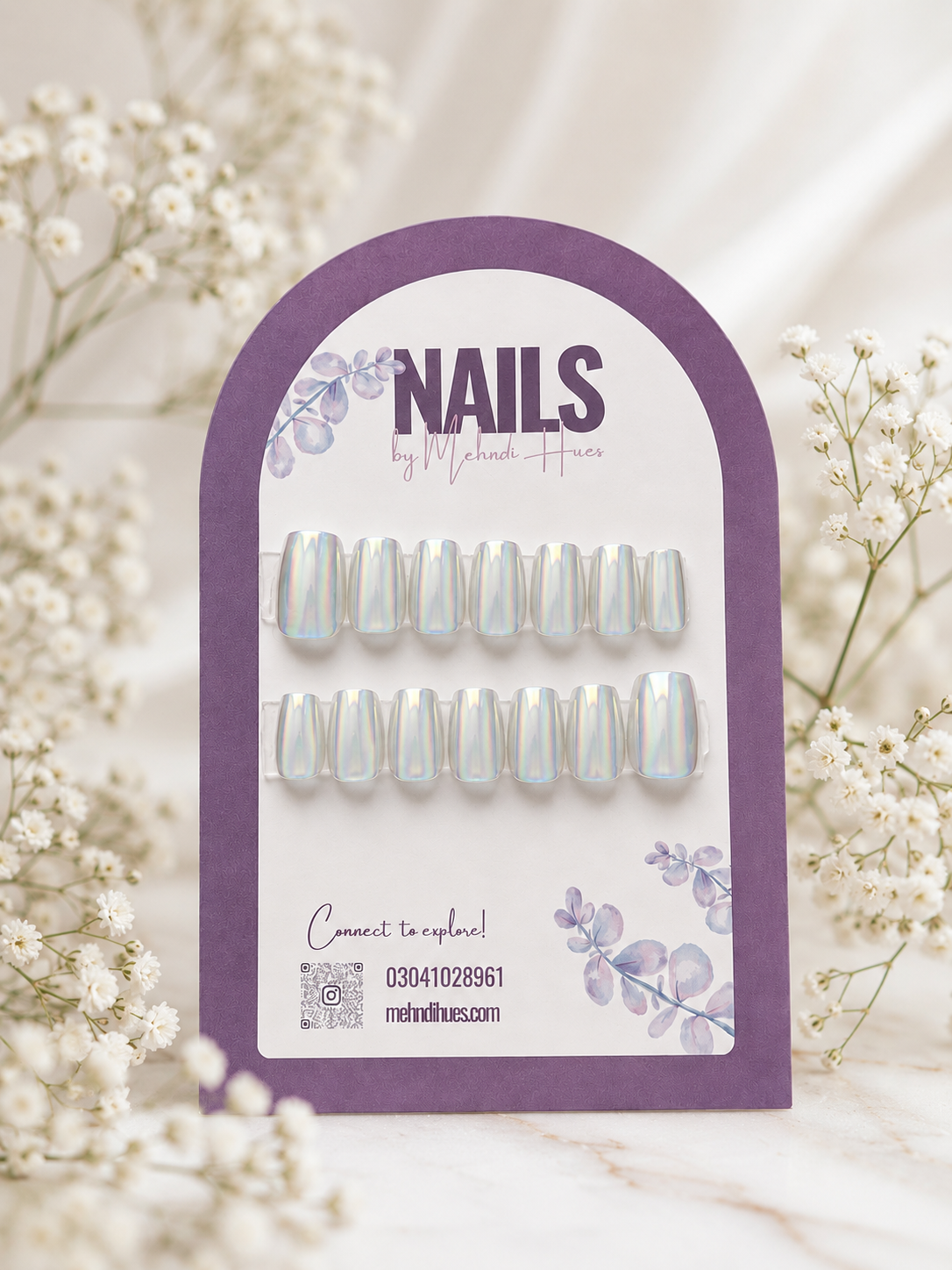 Pearl Chrome Press-on Nails NM-005
